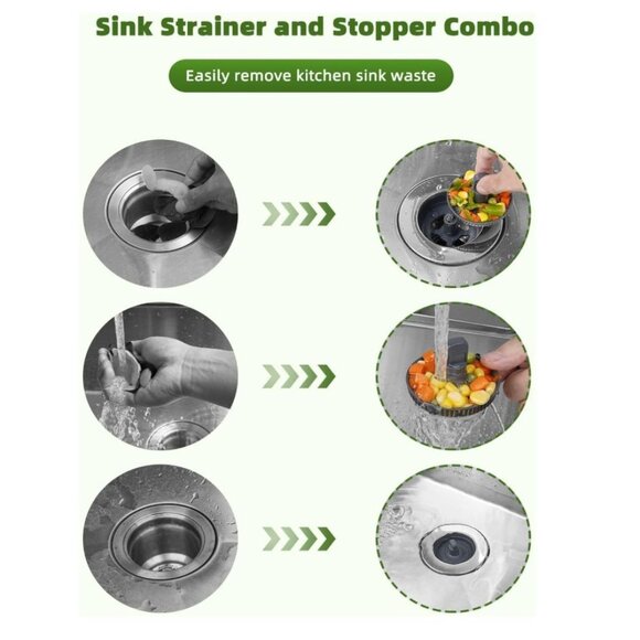 Hygie Rinse 3-in-1 Kitchen Sink Strainer Stopper Universal Pop Up Sink Drainer - Picture 4 of 6